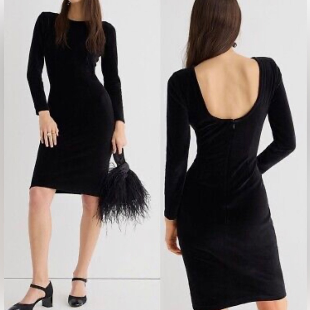 NWT J. Crew Black Velvet Dress Size 2